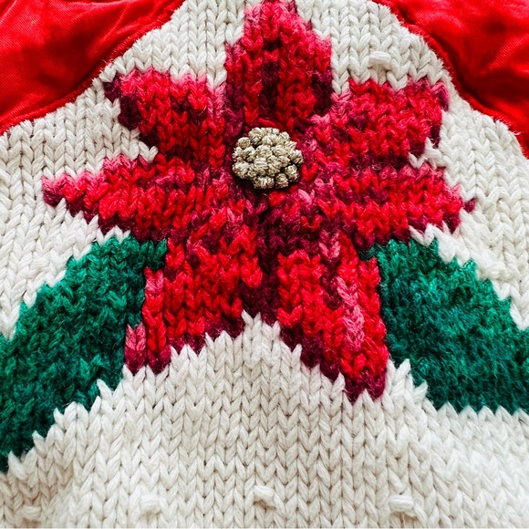Vintage Red Bow Ugly Christmas Pullover Size M. Knitted by hand. - Picture 3 of 15